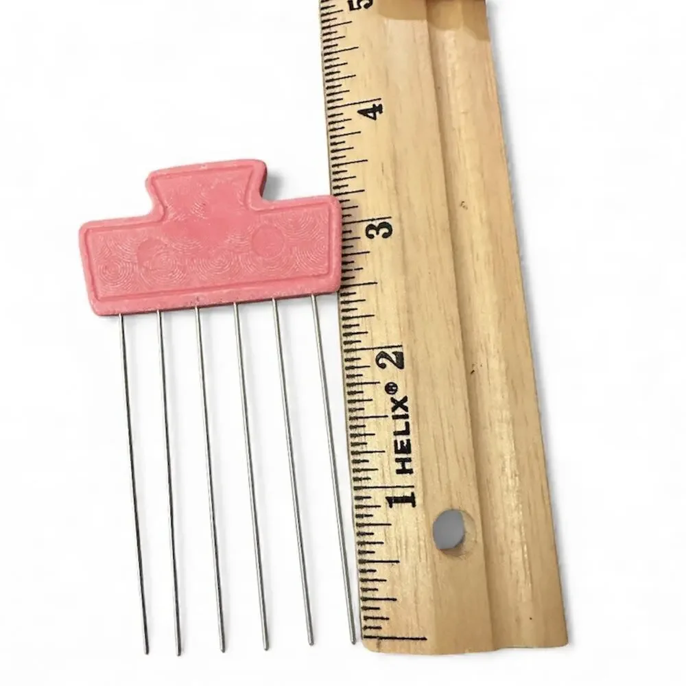 Vintage Goody Pink Hair Pick Comb 6 Metal Prongs Retro Styling Tool USA Made